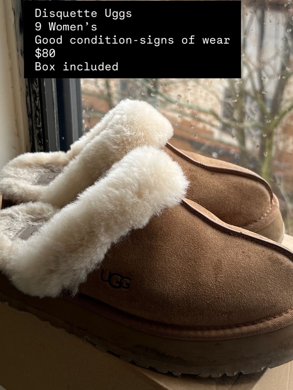 UGG Chestnut Suede Shearling Clog Slippers